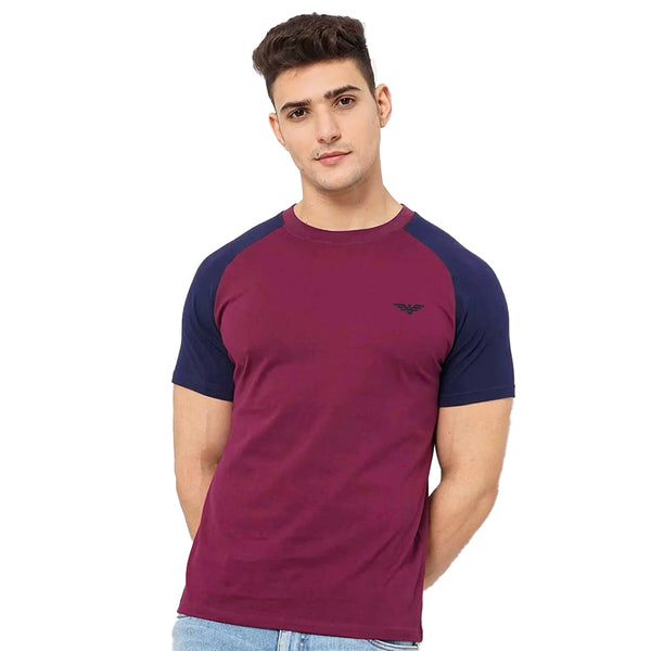 Eternity Premium Men's Raglan Sleeve Tee Shirt (Burgundy & Navy)