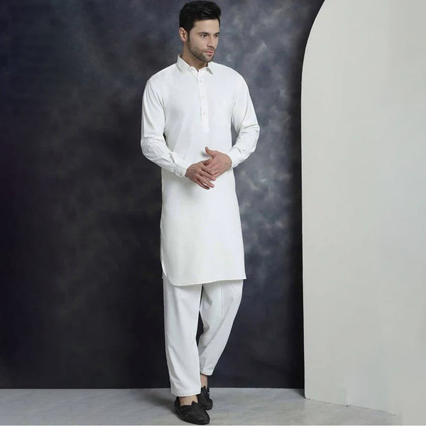 Eternity Men's Stitched Kameez Shalwar (White)